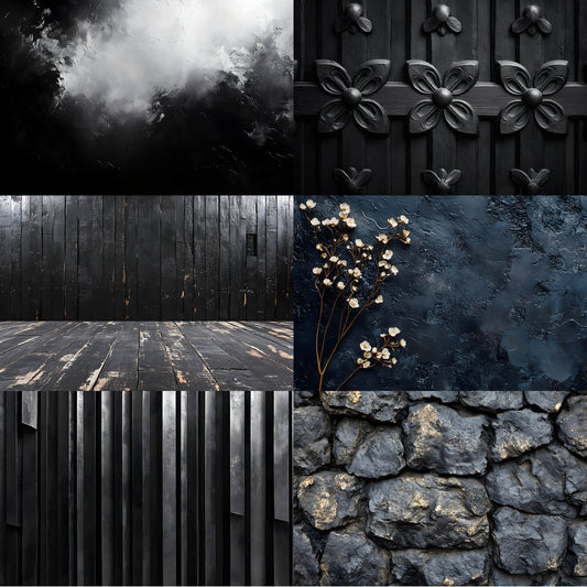 Vintage Black Textured Wall Digital Backdrop, Dark Photography Background for Portrait, Moody Fine Art Texture