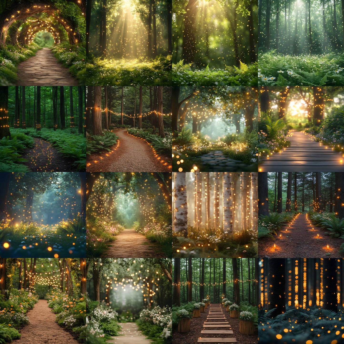 Whimsical Forest Wedding Backdrop Collection, Enchanted Woods Digital Backgrounds for Photographers, Fantasy Photography, Dreamy Scene Set