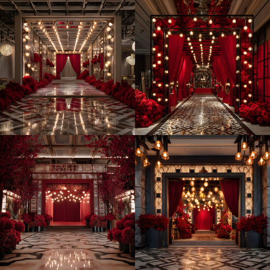 Stage Entrance Digital Backdrop, Theater Photography Background, Square Image for Performers, Online Events, and Creative Projects