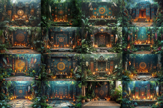 Amazonian Shamanic Ritual Digital Backdrops - 3High-Resolution PNGs for Creative Photography 00x00px Commercial Use
