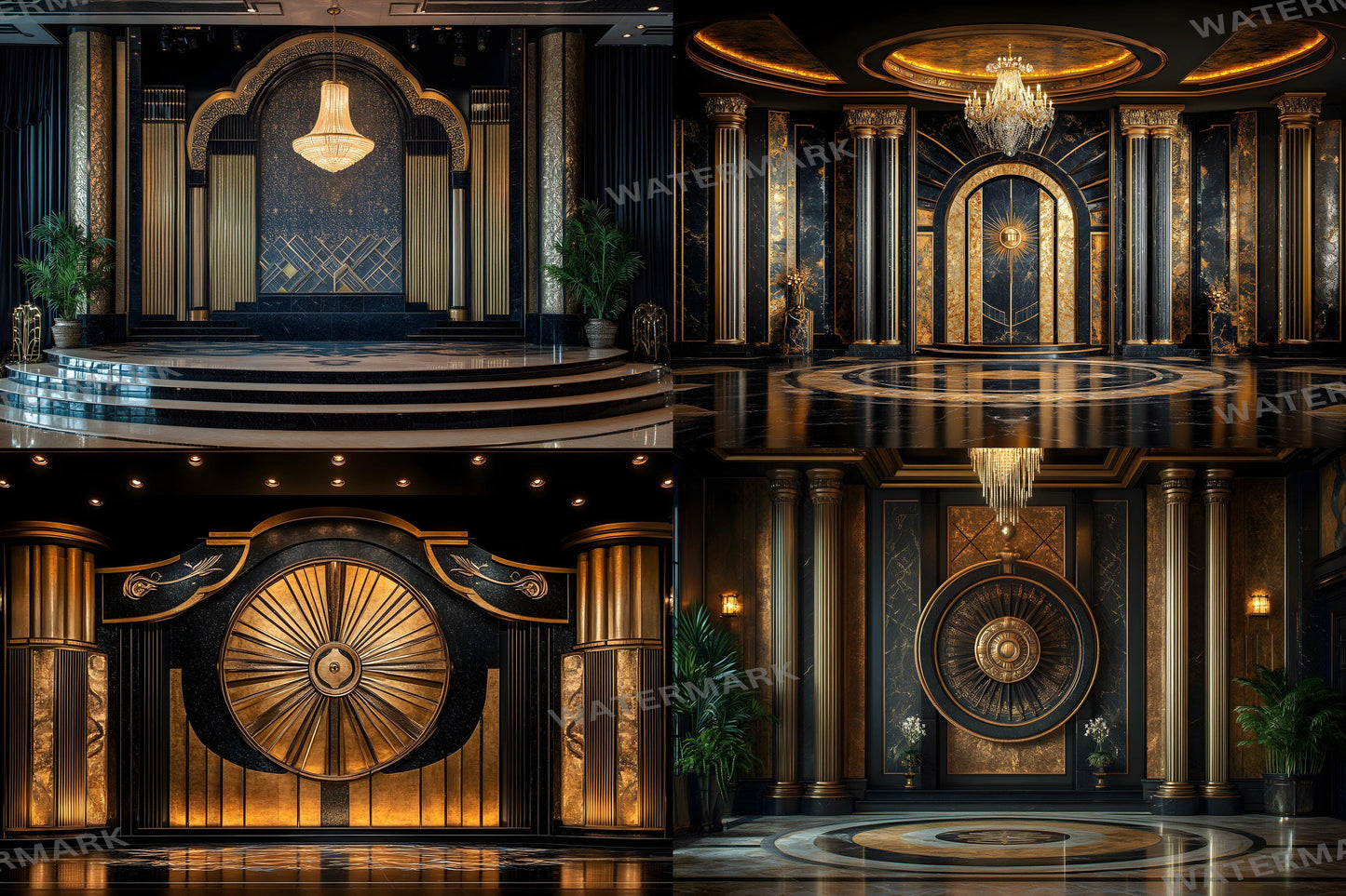 Deco Glamour Backdrops, Art Deco Photoshop Backgrounds, Luxury Overlays, Wedding Backdrop - Maternity Backdrops - Luxury Room Backgrounds