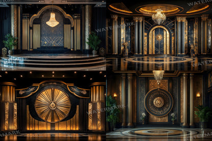 Deco Glamour Backdrops, Art Deco Photoshop Backgrounds, Luxury Overlays, Wedding Backdrop - Maternity Backdrops - Luxury Room Backgrounds