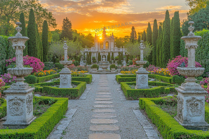 Baroque Garden Digital Backdrop - Elegant Photography Background - Ornate Garden Overlay - Classic Photo Composites