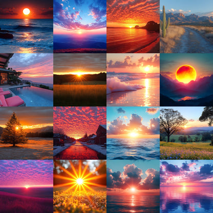 Sunset Photography Backdrop Bundle, Dreamy Sky Digital Backgrounds for Photographers, Golden Hour Photo Overlays, Ratios, High-Res Images