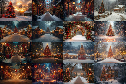 Classic Christmas Backdrops, Digital Backdrop, Santa Christmas Backdrop For Kids Family, Festive Digital Download Christmas Background