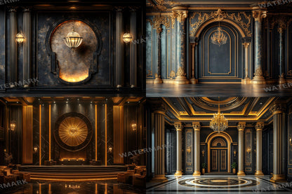 Deco Glamour Backdrops, Art Deco Photoshop Backgrounds, Luxury Overlays, Wedding Backdrop - Maternity Backdrops - Luxury Room Backgrounds