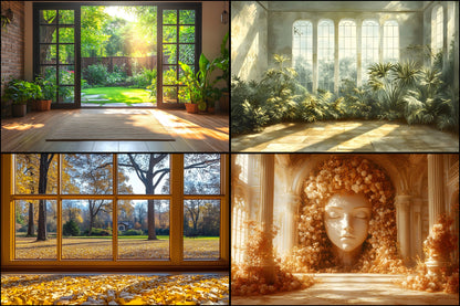 Royal Gold Garden Digital Backdrop, Studio Photography Background, Elegant Wedding Photo Booth, Floral , Fantasy Portrait