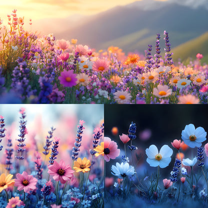 Wildflower Meadow Digital Backdrop, Whimsical Photography Background, Photo Prop, Floral Scene for Portrait Photography, High-Res Images