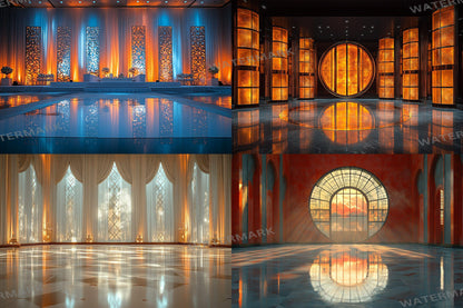 Art Deco Mirror Backdrop: 4PNGs for Vintage Glamour Photography, 19s Style Props, Elegant Reflection Digital Backdrops