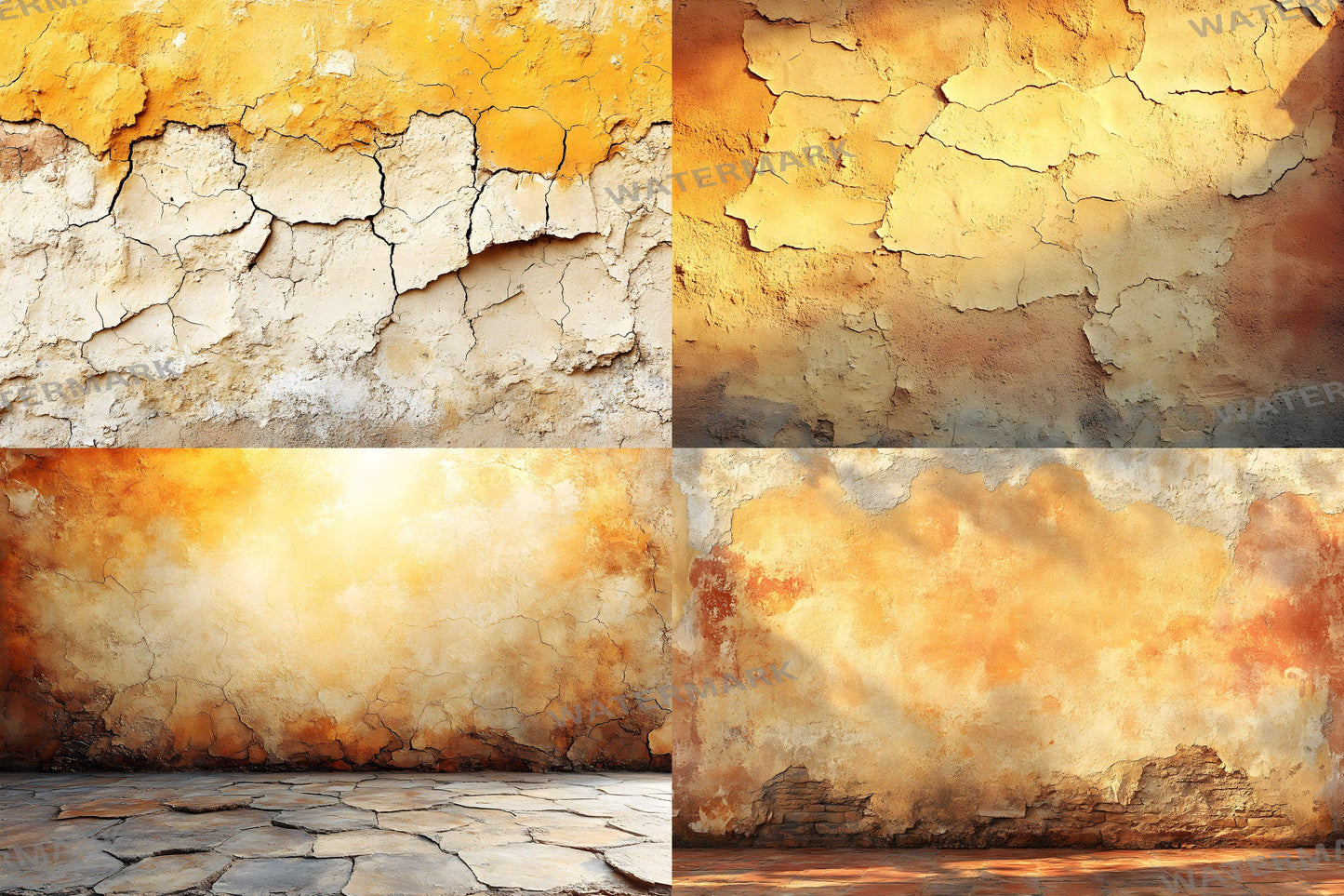 Sunlit Clay Wall Backdrop, Rustic Textured Background, Aged Plaster Walls, Warm Earthy Decor, Mediterranean Aesthetic, Photography Setting