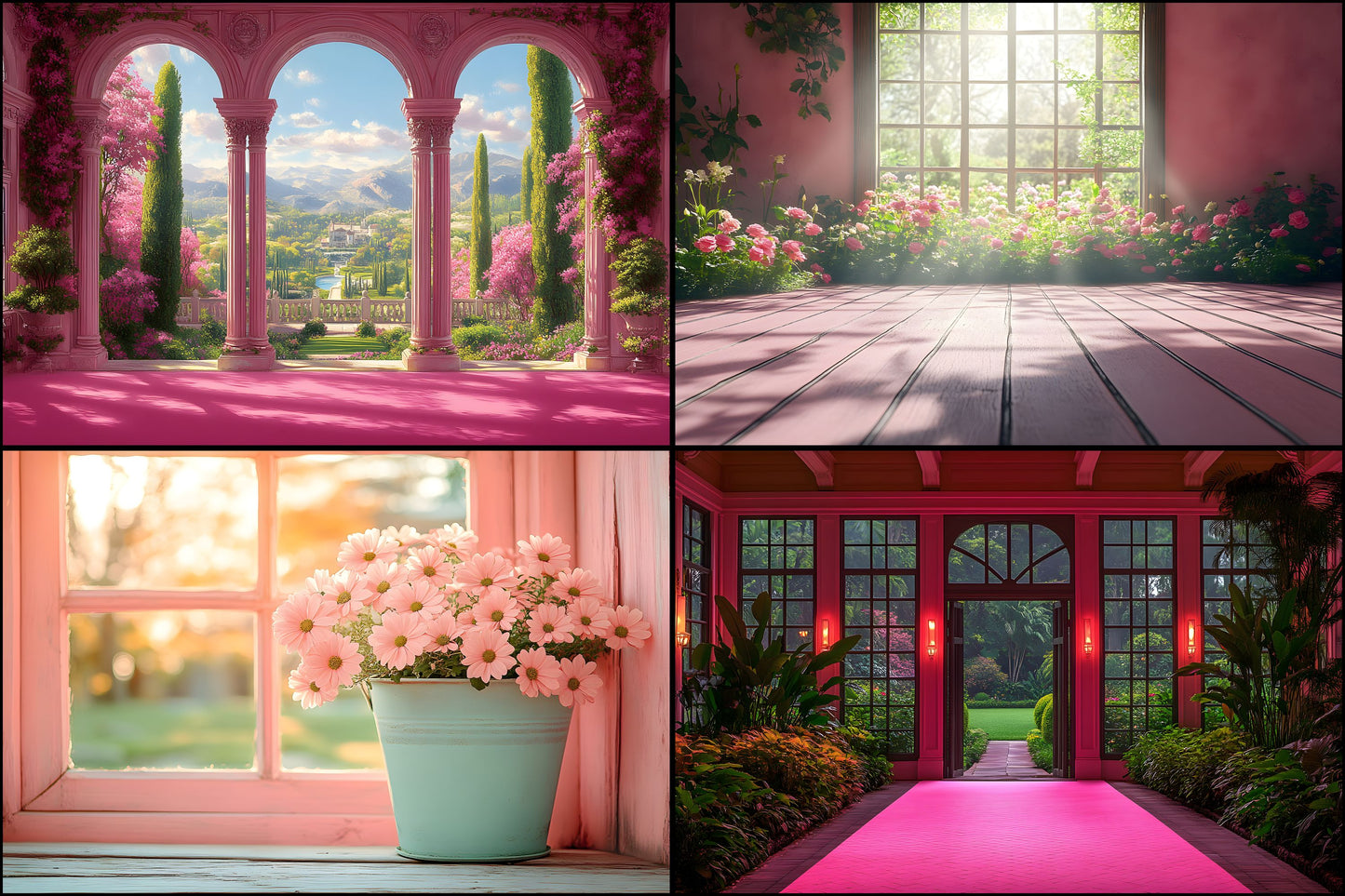 Royal Pink Garden Digital Backdrop, Photography Background, Floral Photo Booth, Springtime Scene, Portrait Photography, High-Res Images