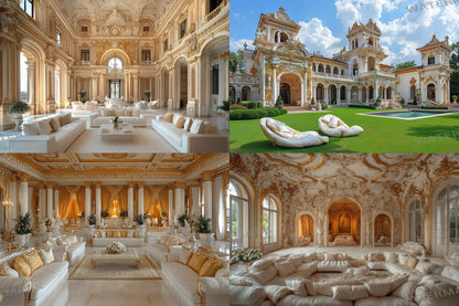 Luxurious Baroque Gold Backdrops Featuring Ornate Interiors, Elegant Palaces, and Opulent Decorative Styles, Baroque Regal Room Backdrops