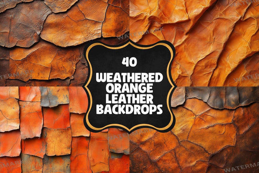 Weathered Orange Leather Photography Backdrop - Textured Backgrounds for Photoshop