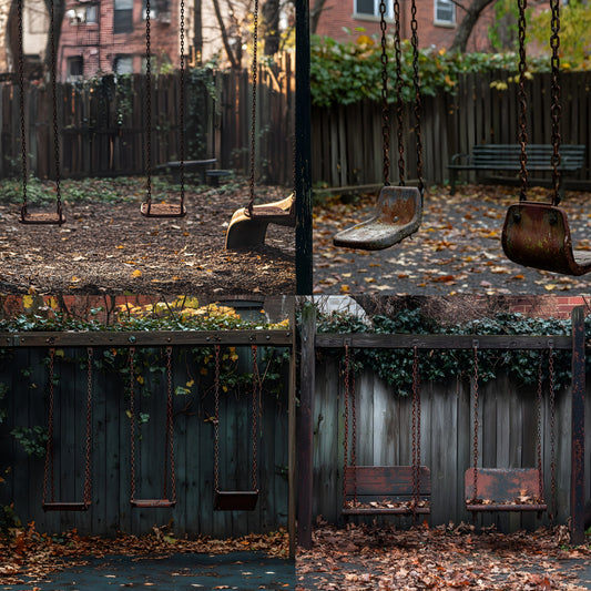 Run-Down Playground Digital Backdrop, Urban Photography Background, Graffiti Grunge Scene for Creative Composites, Photographer Resources