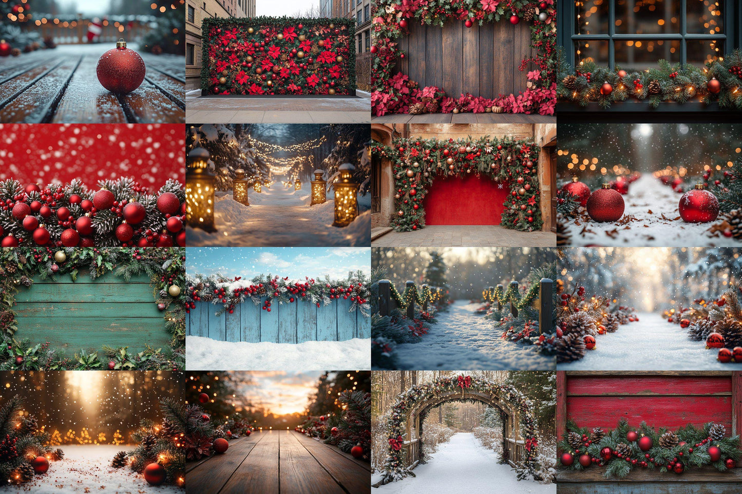 Christmas Outdoor Backgrounds Collection ��������� Winter Holiday-Themed Photoshop Backdrops for Festive Photography & Seasonal Photo Editing