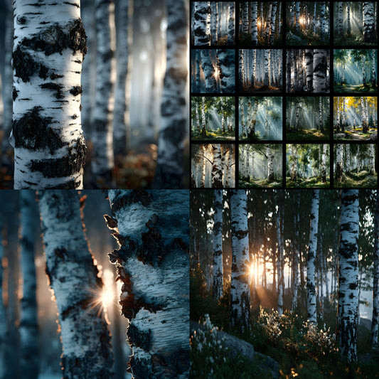 White Birch Forest Digital Backdrop, Grove Photography Background, Fairytale Scene, Photo Prop, Magical Woodland Portrait, SQBD