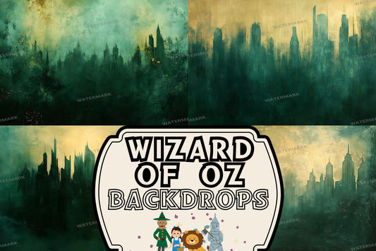 Emerald City Wizard of Oz Digital Backgrounds | Fantasy Green Cityscape Images | 1Magical Oz Backdrops | Dorothy Wizard of OZ Backdrops