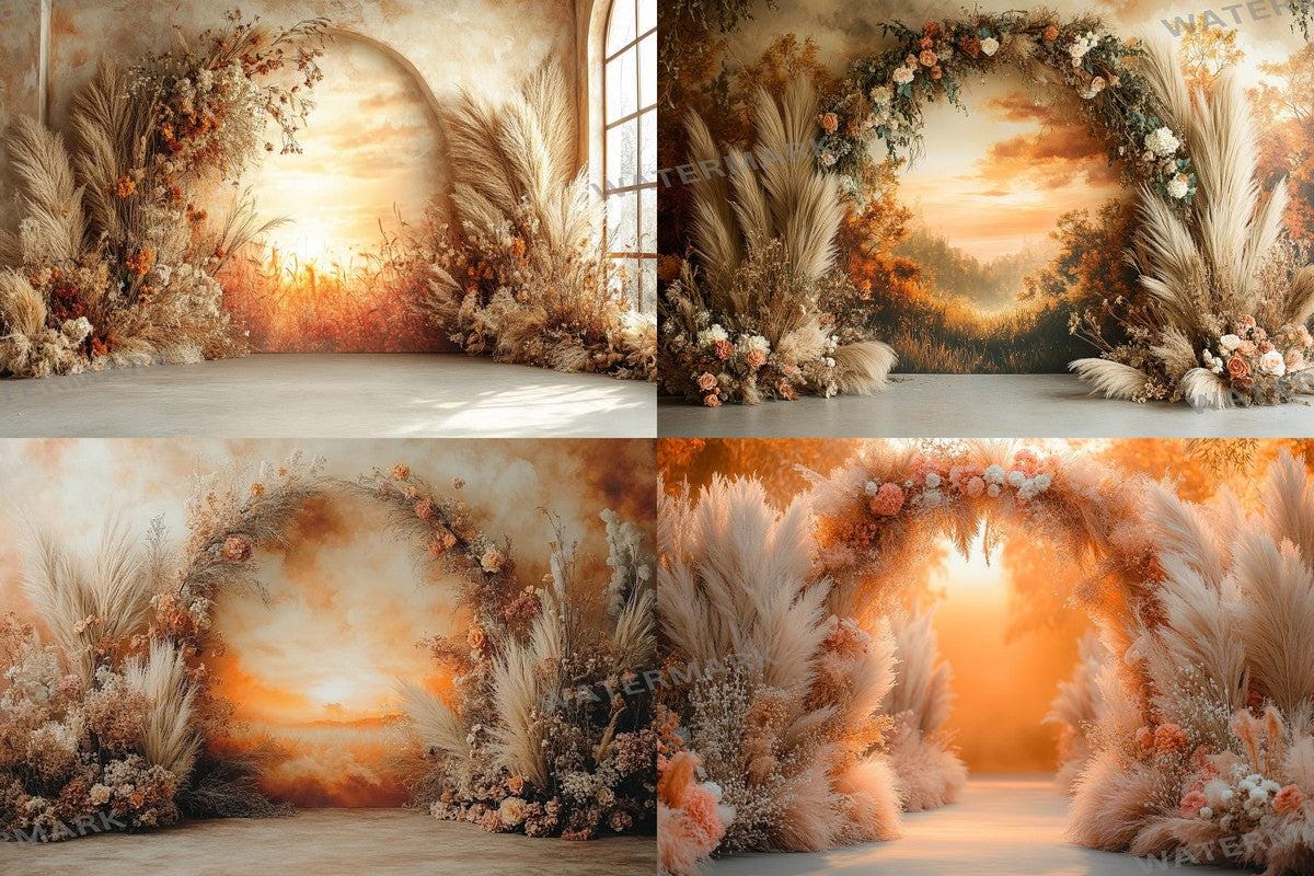 Boho Background - Sunset Arch Photography Backdrops - 8Warm Aesthetic PNGs for Digital Art  & Photography - Commercial Use