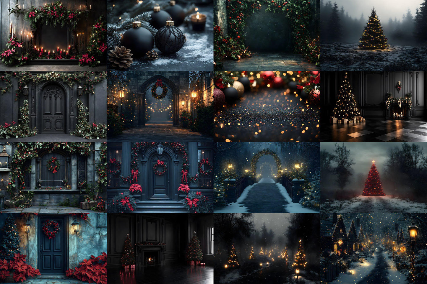 Gothic Christmas Backdrops, Black Christmas Backgrounds, Gothic Festive Dark Hue Xmas, Photography, Photoshop - Gothic Backdrops - 3:2
