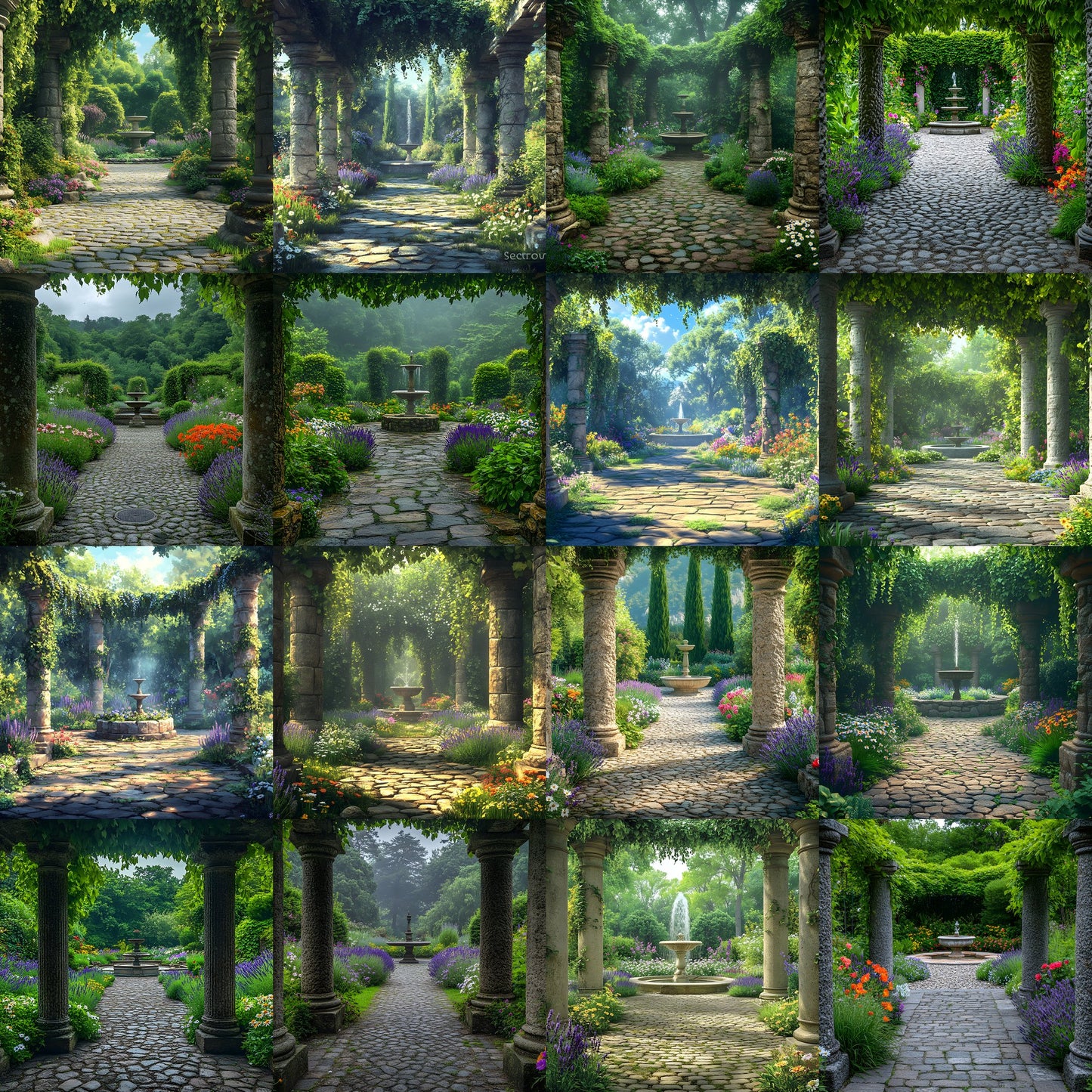 Secret Garden Digital Backdrop, Stone Pillars Photography Background, Enchanted Forest Scene, for Photographers, Whimsical Photo Booth Prop