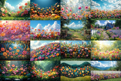 Whimsical Flower Garden Backdrops ��������� Lush Floral Photography Backdrops for Dreamy & Ethereal Portraits - Floral Backdrops and Backgrounds