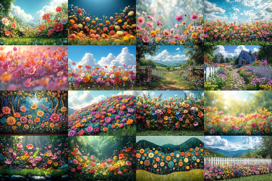 Whimsical Flower Garden Backdrops ��������� Lush Floral Photography Backdrops for Dreamy & Ethereal Portraits - Floral Backdrops and Backgrounds