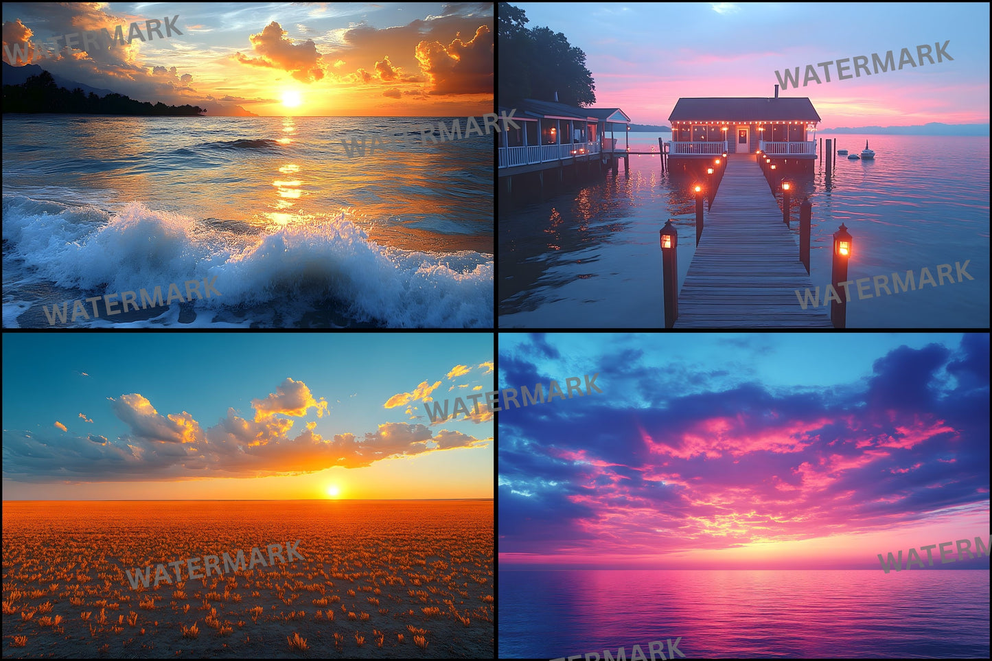 Sunset Photography Backdrop Bundle, Dreamy Sky Digital Backgrounds for Photographers, Golden Hour Photo Overlays, Ratios, High-Res Images