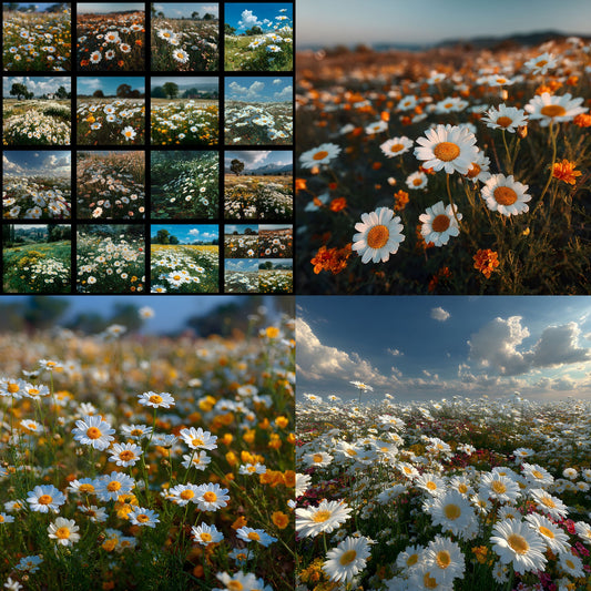 Daisies Field Digital Backdrop, Floral Photography Background, Spring Flower Photo Prop, Scene, High-Resolution Image for Stunning Portraits