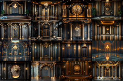 Deco Glamour Backdrops, Art Deco Photoshop Backgrounds, Luxury Overlays, Wedding Backdrop - Maternity Backdrops - Luxury Room Backgrounds