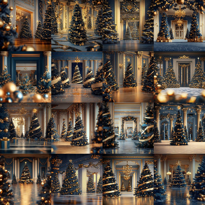 Blue Christmas Backdrops | Digital Icy Holiday Backgrounds | Winter Xmas Scenes | Christmas-backdrop