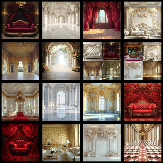 Luxury Palace Interior Digital Backdrop, Royal Room Background for Photography, Square Format, Regal Photo Booth Prop, Elegant Portrait Design