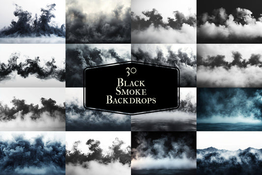 Black Smoke Backdrops - Digital Photography Backdrops, Maternity & Wedding Background, Studio Master Overlay, Dark Moody Smoke Effects