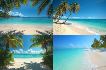 Tropical Beach Paradise Digital Backdrops - 3High-Resolution PNGs for Photography - 00x00px Commercial Use Allowed Ref SB812