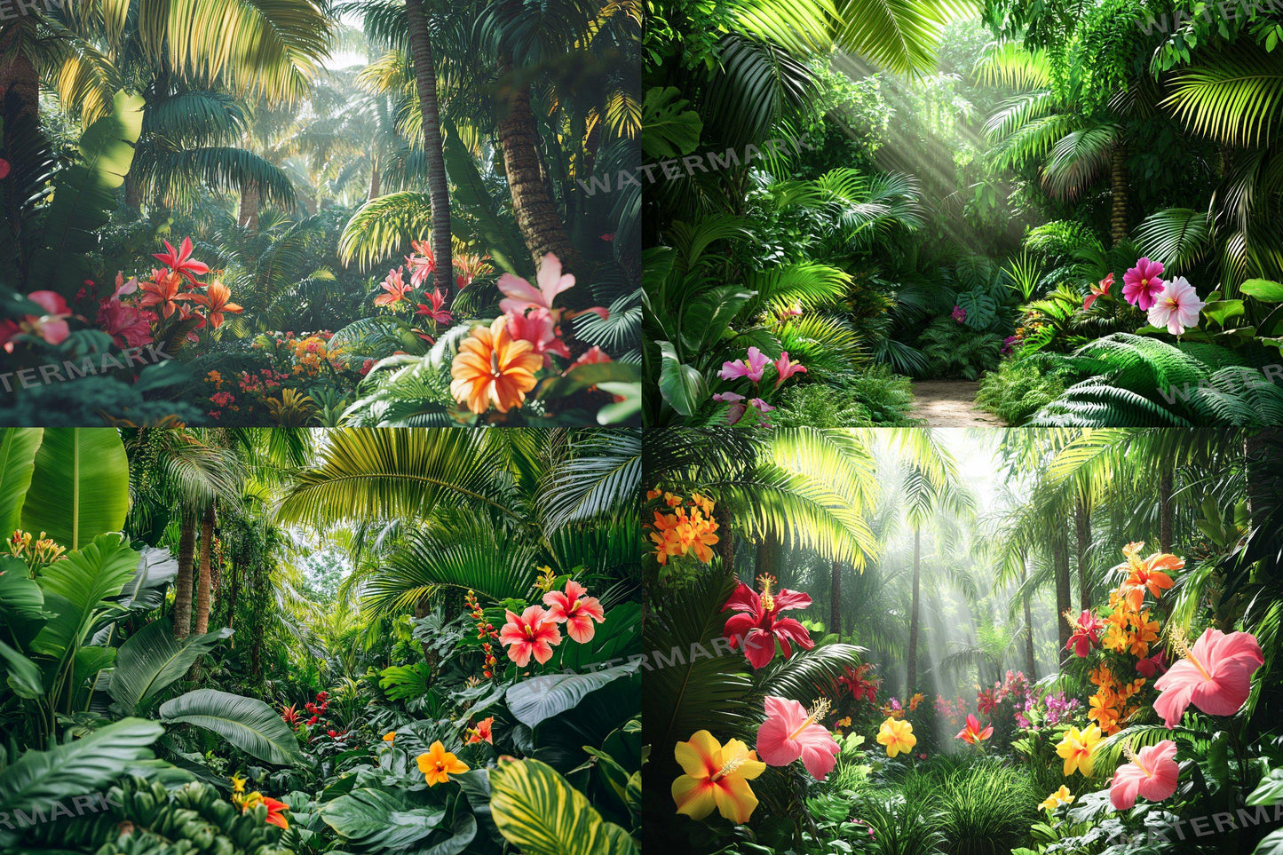 Tropical Secret Retreat Backdrop: PNGs for Exotic Island Photo Editing, Hidden Jungle Paradise Scenes, Lush Summer Digital Backdrops.