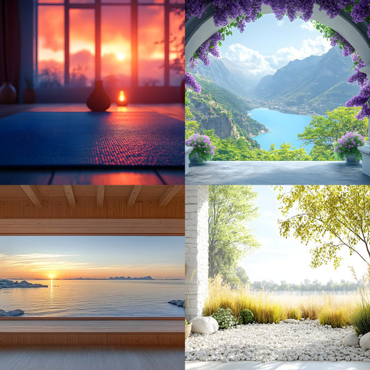 Yoga Studio Digital Backdrop Collection, Serene Meditation Backgrounds for Photographers, Peaceful Poses, High-Resolution Images, Ratio