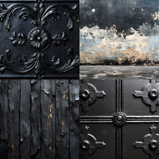 Vintage Black Textured Wall Digital Backdrop, Dark Moody Photography Background for Portrait, Fine Art Textures