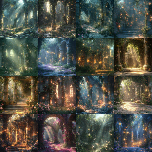 Fairy Tale Ruins Digital Backdrops: Fairy Tale Ruins Digital Backdrop - Photography Background - Fantasy Ruin Overlay - Storybook Scenes