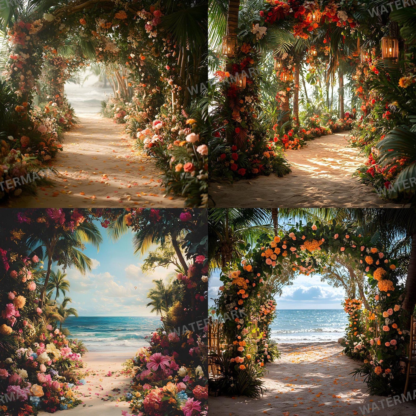 Tropical Wedding Digital Backdrops, Photoshop Composites, Master Overlay Bundle, Beach Wedding Backgrounds - Tropical Destination Wedding
