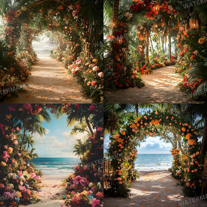 Tropical Wedding Digital Backdrops, Photoshop Composites, Master Overlay Bundle, Beach Wedding Backgrounds - Tropical Destination Wedding