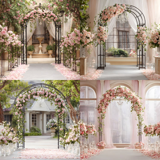 Wrought Iron Arch Digital Backdrop, Wedding Photography Background, Photo Booth Prop, Floral Archway, Garden Scene, Fairytale Portrait