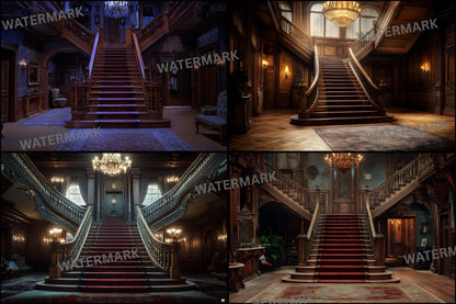 Elegant Staircase Digital Backdrop, Grand Stairway Photography Background, Luxury Interior Photo Prop, High-Resolution Image