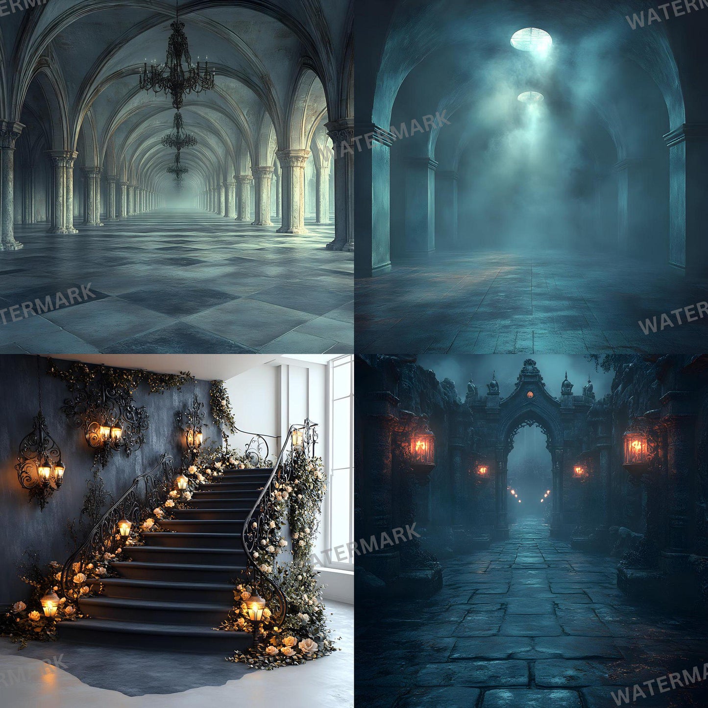 Gothic Digital Backdrops | Dramatic Photoshop Overlays for Dark Photography, Fine Art Portraits & Halloween Themes, Gothic Backgrounds