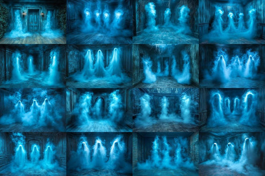 Halloween Ghost Backdrops - Spooky Digital Backgrounds for Photography, Parties - Halloween Backgrounds - Master Overlay - Photo Editing