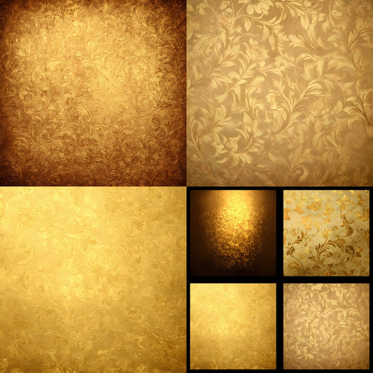 Vintage Gold Patterned Photography Backdrop, Elegant Digital Background for Portraits, Square Format, Fine Art Textures, Wedding, Newborn, and Product Photos