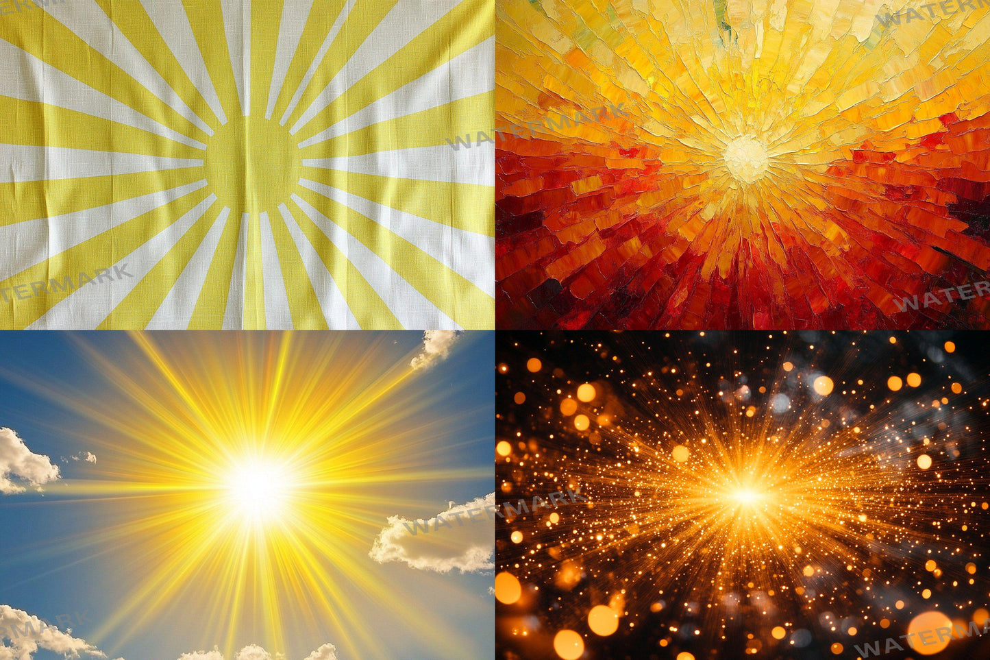 Yellow Sunburst Backdrop: 2PNGs for Retro Photo Backgrounds, Pop Art Photography Props, Groovy Sunshine Digital Backdrops