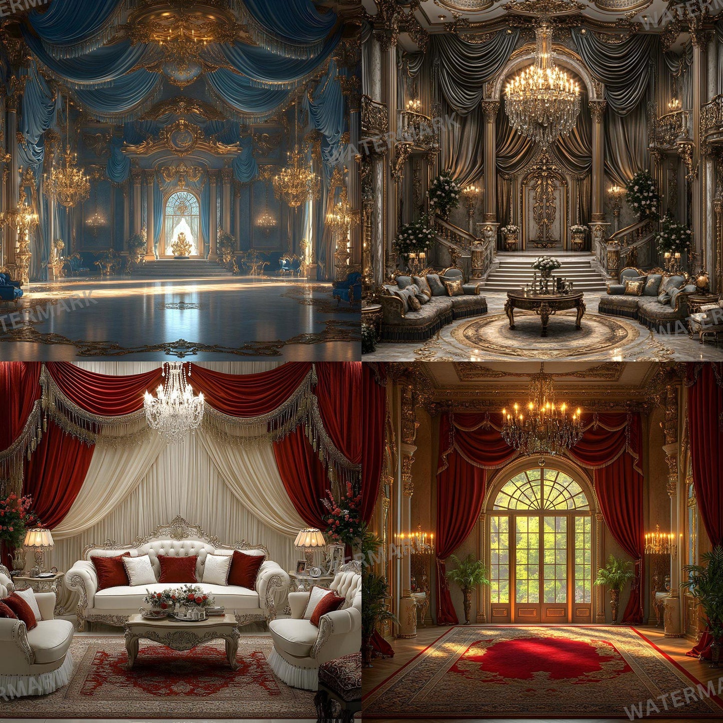 Opulent Regal Backdrops | Digital Backdrops for Portraits, Luxurious Photoshop Overlays, Fine Art Textures, Photo Backgrounds, Regal Room