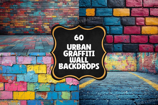 Urban Graffiti Wall Backdrops for Photography - Warm Inviting Digital PNGs 00x00px - Ideal for Artists  Designers