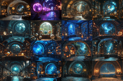 Celestial Witch's Observatory Backdrops - Mystical Astronomy Photography Backgrounds - Magical Night Sky Scenes - School of Wizarding Images