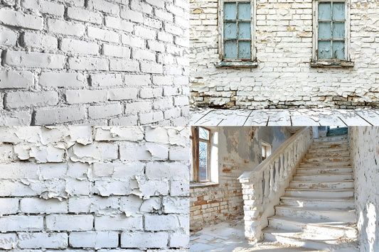 Whitewashed Brick Backdrops for Rustic Photography, Textured Vintage Digital Backgrounds, Clean Minimalist Event Decor Designs