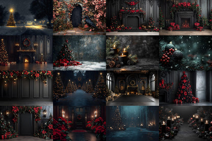 Gothic Christmas Backdrops, Black Christmas Backgrounds, Gothic Festive Dark Hue Xmas, Photography, Photoshop - Gothic Backdrops - 3:2